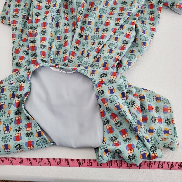 eShakti Women Colorful Owl Wrap Maxi Dress Size L Short Sleeve V Neck Whimsy - Picture 8 of 10